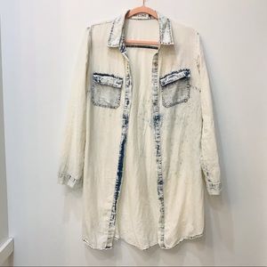Nectar Acid wash denim tunic shirt sz small
